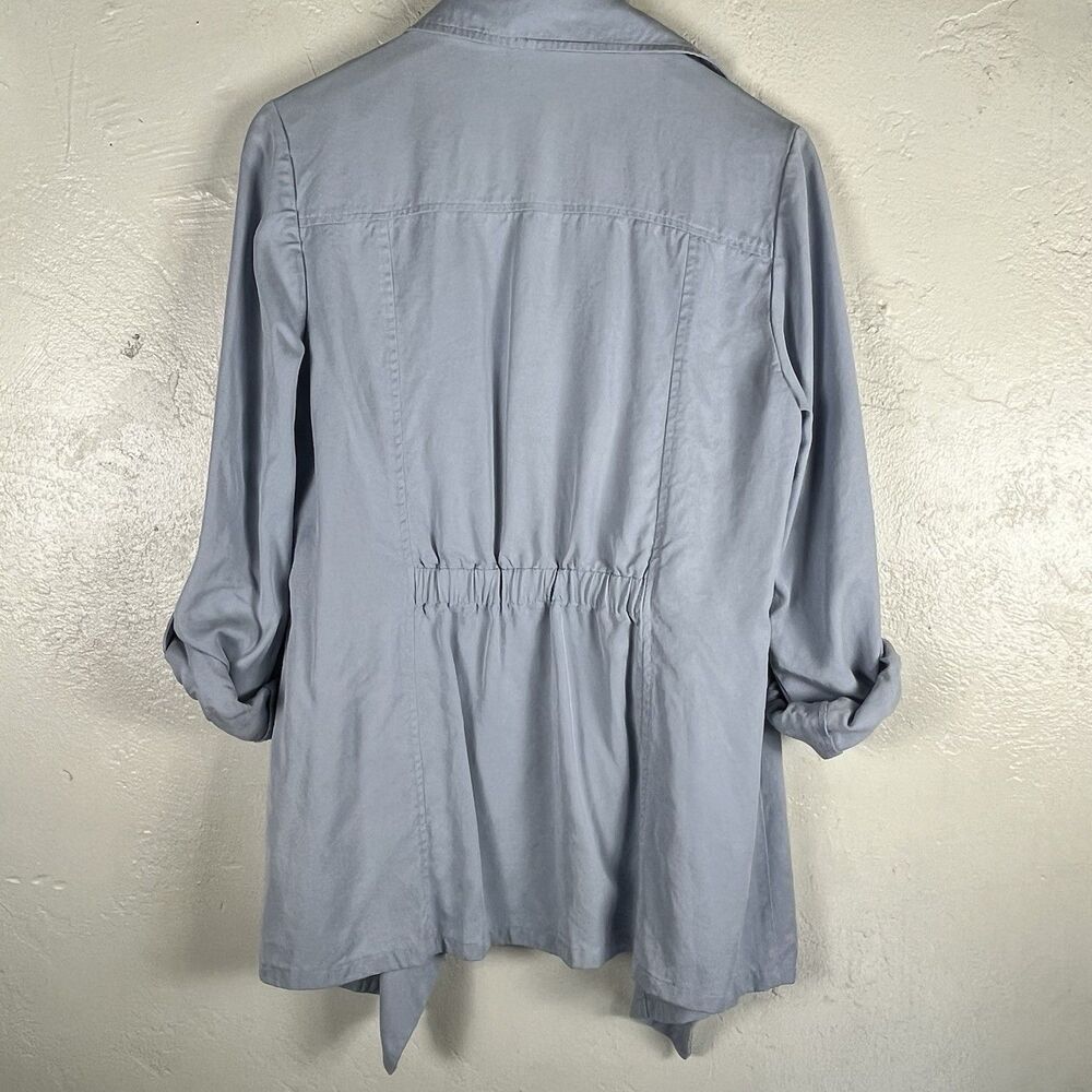 Chico’s Jacket Size 0 Blue 100% Lyocell Waterfall Drape Roll Up Sleeves - Picture 4 of 13